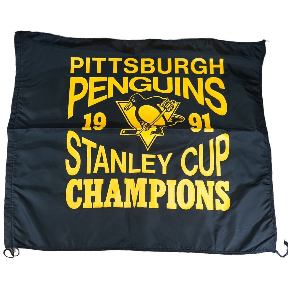 Vintage Pittsburgh Penguins 1991 Stanley Cup Champions Flag 22"x19.5"